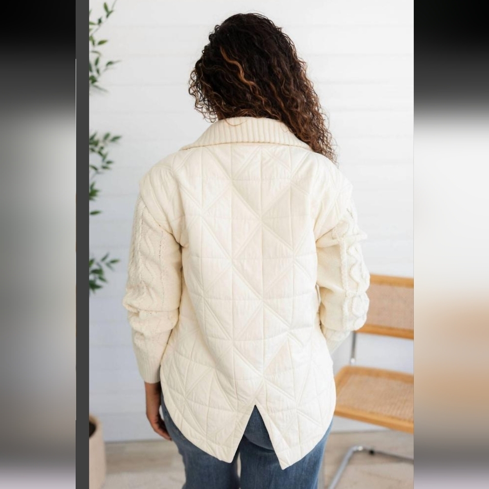 Mystree Cream Quilted Jacket - Picture 2 of 5